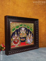 Tanjore Painting - Lakshmi-Ganesha-Saraswathi 15 X 12 Inch Flat [Gold Foil] Wl4056