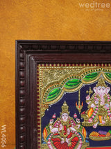 Tanjore Painting - Lakshmi-Ganesha-Saraswathi 15 X 12 Inch Flat [Gold Foil] Wl4056