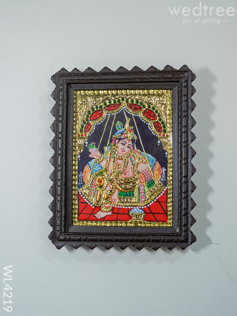 Tanjore Painting - Little Krishna (Chettinad Frame) 6 X 8 Inch-Flat [Gold Foil] Wl4219