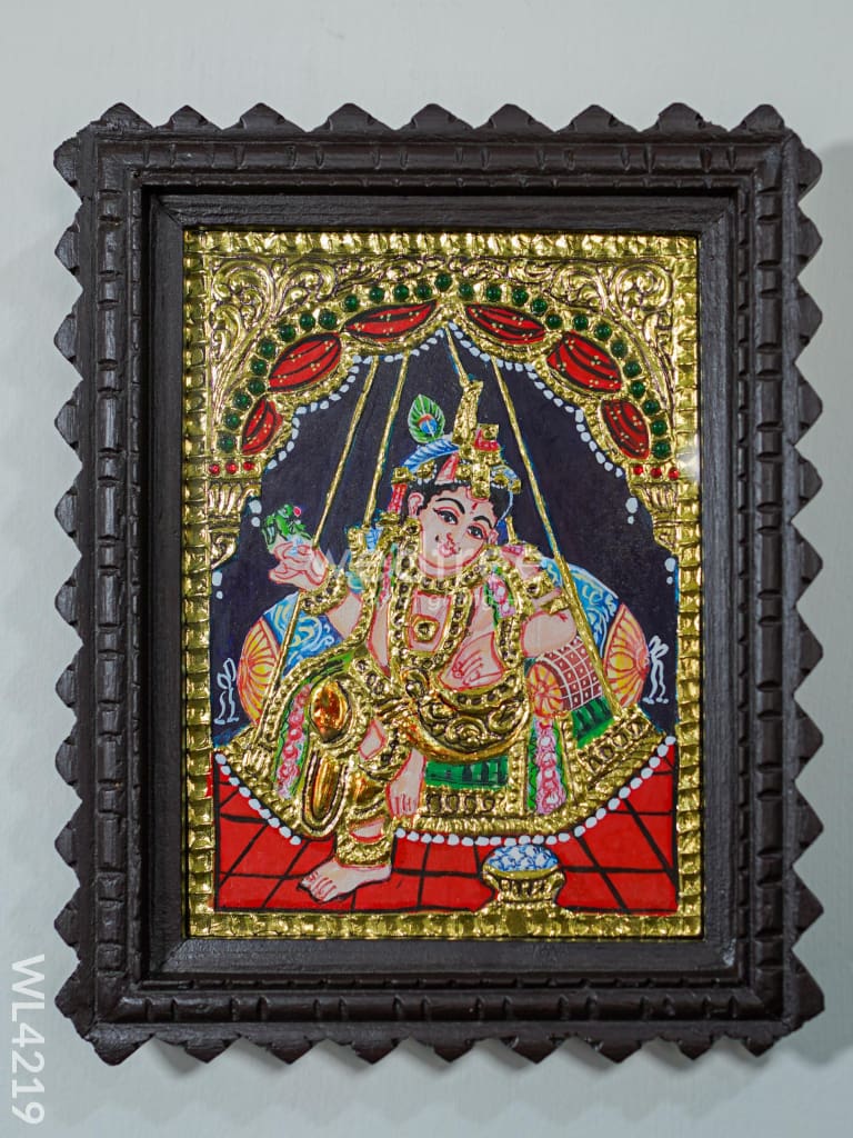 Tanjore Painting - Little Krishna (Chettinad Frame) 6 X 8 Inch-Flat [Gold Foil] Wl4219