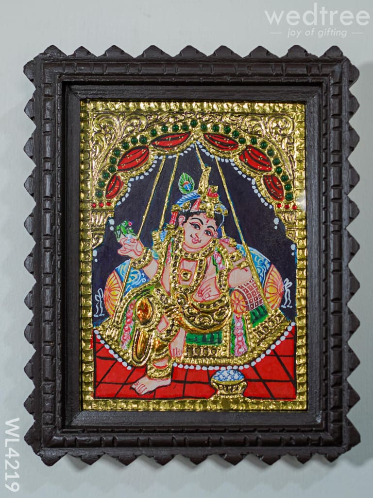 Tanjore Painting - Little Krishna (Chettinad Frame) 6 X 8 Inch-Flat [Gold Foil] Wl4219