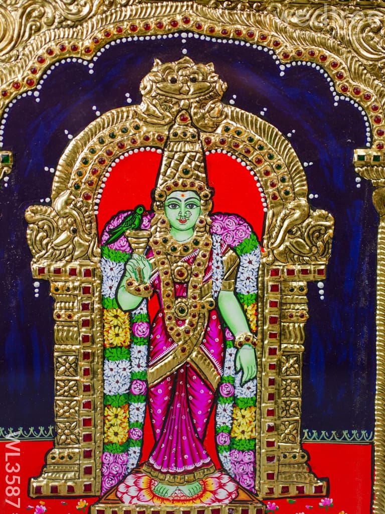 Tanjore Painting Meenakshi - Flat (Gold Foil) 12 X 10 Wl3587