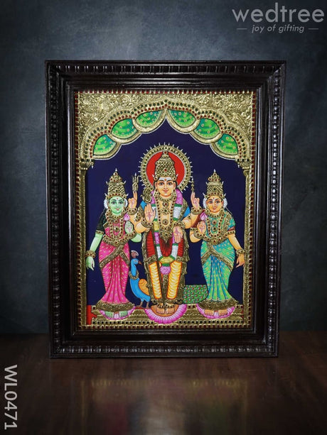 Tanjore Painting Murugan Valli Deivanai - 24X18 Inches Wl0471