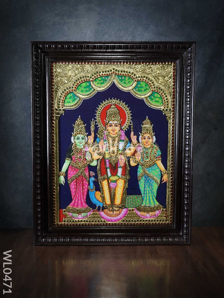 Tanjore Painting Murugan Valli Deivanai - 24X18 Inches Wl0471