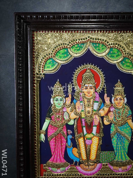 Tanjore Painting Murugan Valli Deivanai - 24X18 Inches Wl0471