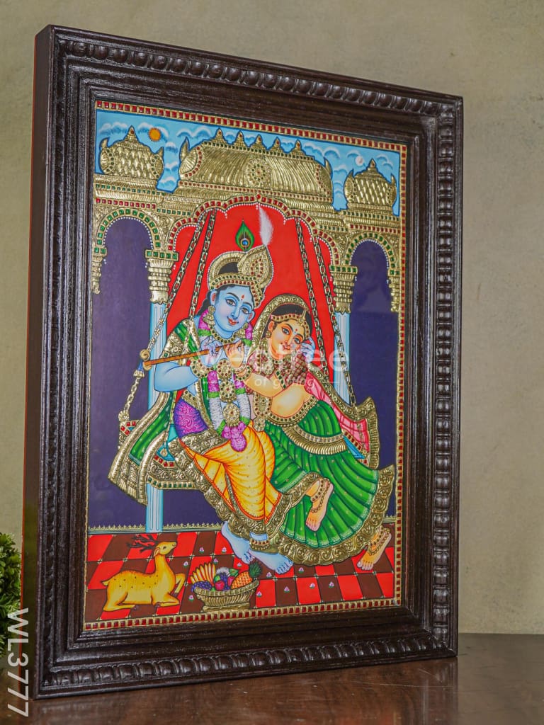 Tanjore Painting Jhoola Radha Krishna - 24X18 Inch Wl3777