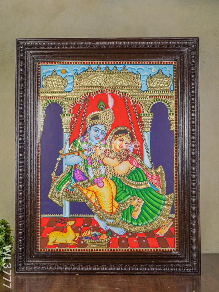 Tanjore Painting Jhoola Radha Krishna - 24X18 Inch Wl3777