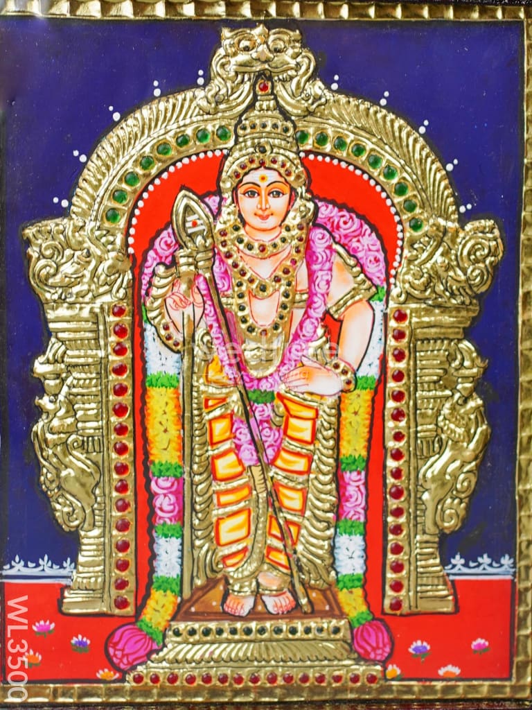 Tanjore Painting Palani Murugan - Flat (Gold Foil) 10X8 Inch Wl3500 Painting