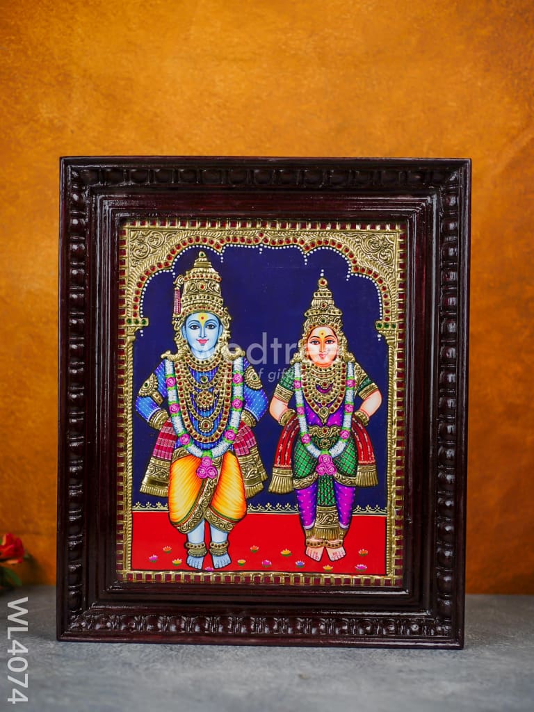 Tanjore Painting - Panduranga-Rukmini 15 X 12 Inch Flat [Gold Foil] Wl4074