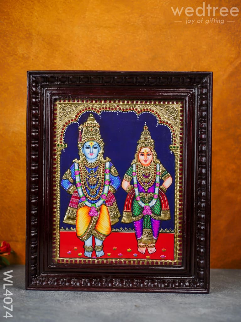 Tanjore Painting - Panduranga-Rukmini 15 X 12 Inch Flat [Gold Foil] Wl4074