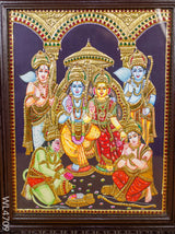 Tanjore Painting - Ram Darbar Flat (Gold Foil) 18 X 14 Inch Wl4709