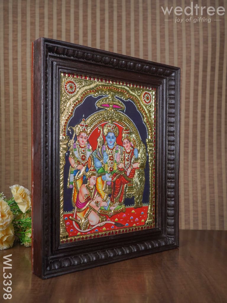 Tanjore Painting Embossed Ram Darbar - 15 X 12 Inch Wl3398