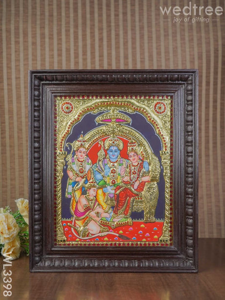 Tanjore Painting Embossed Ram Darbar - 15 X 12 Inch Wl3398