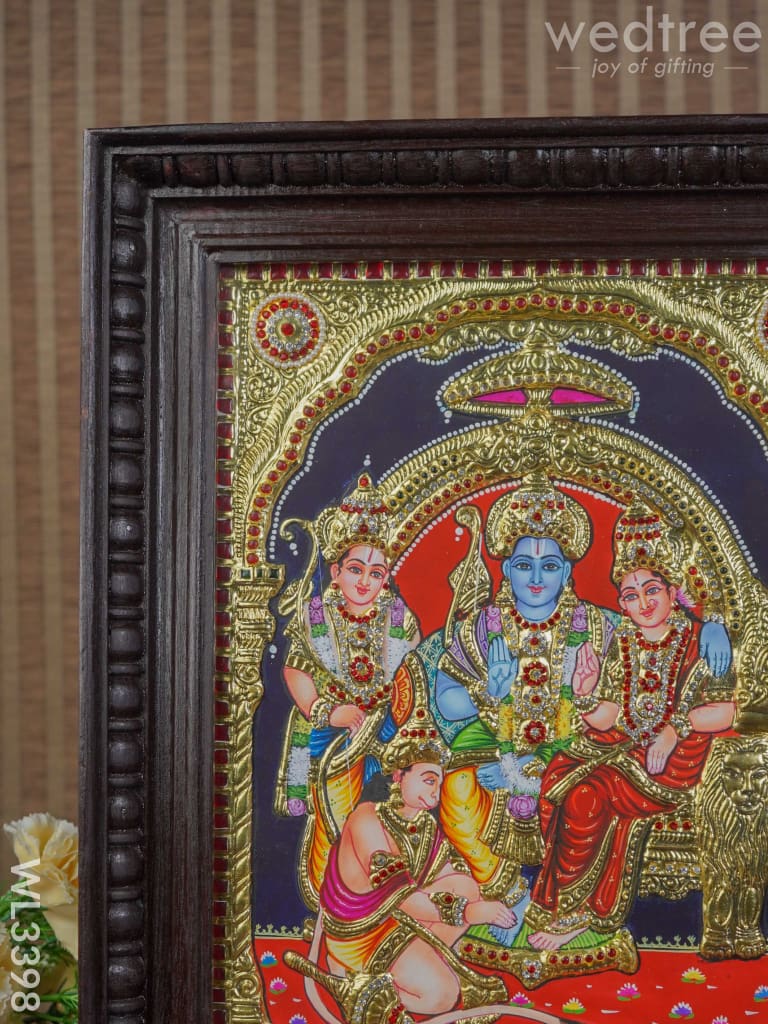 Tanjore Painting Embossed Ram Darbar - 15 X 12 Inch Wl3398