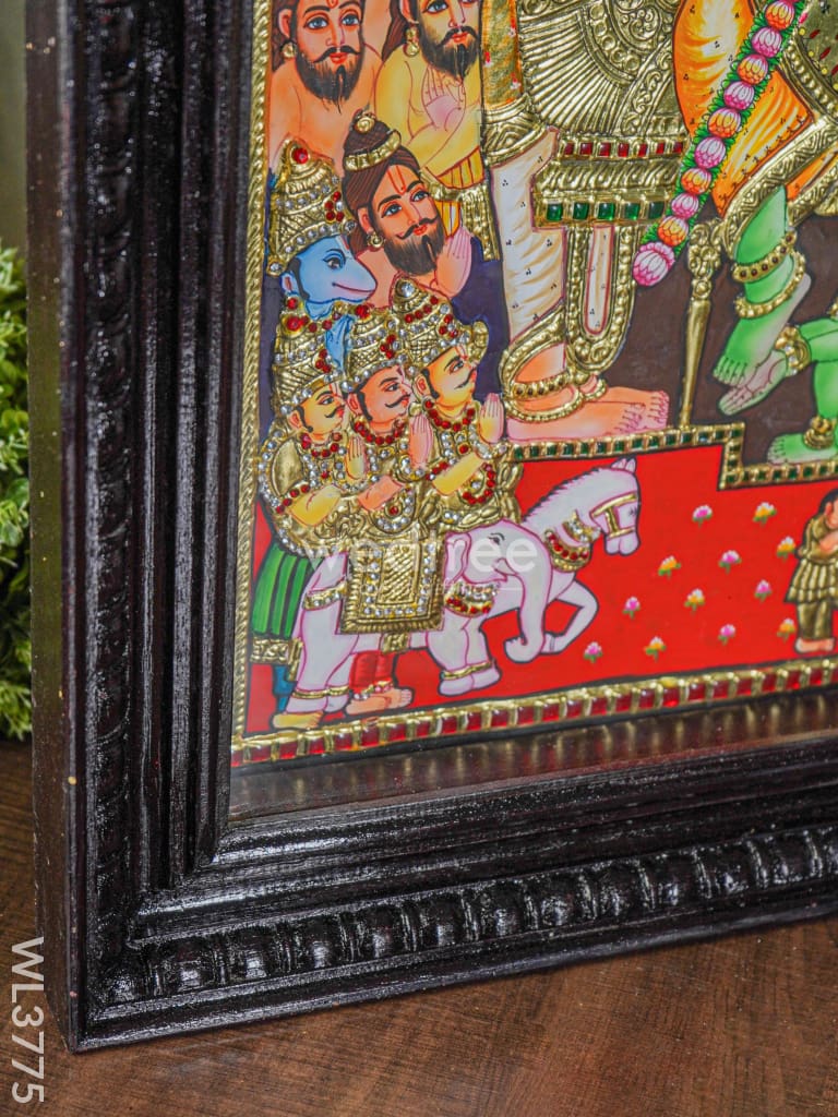 Tanjore Painting Semi Embossed - Ramar Pattabishekam 30X24 Inch Wl3775