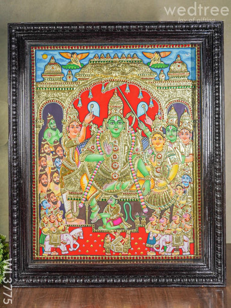 Tanjore Painting Semi Embossed - Ramar Pattabishekam 30X24 Inch Wl3775