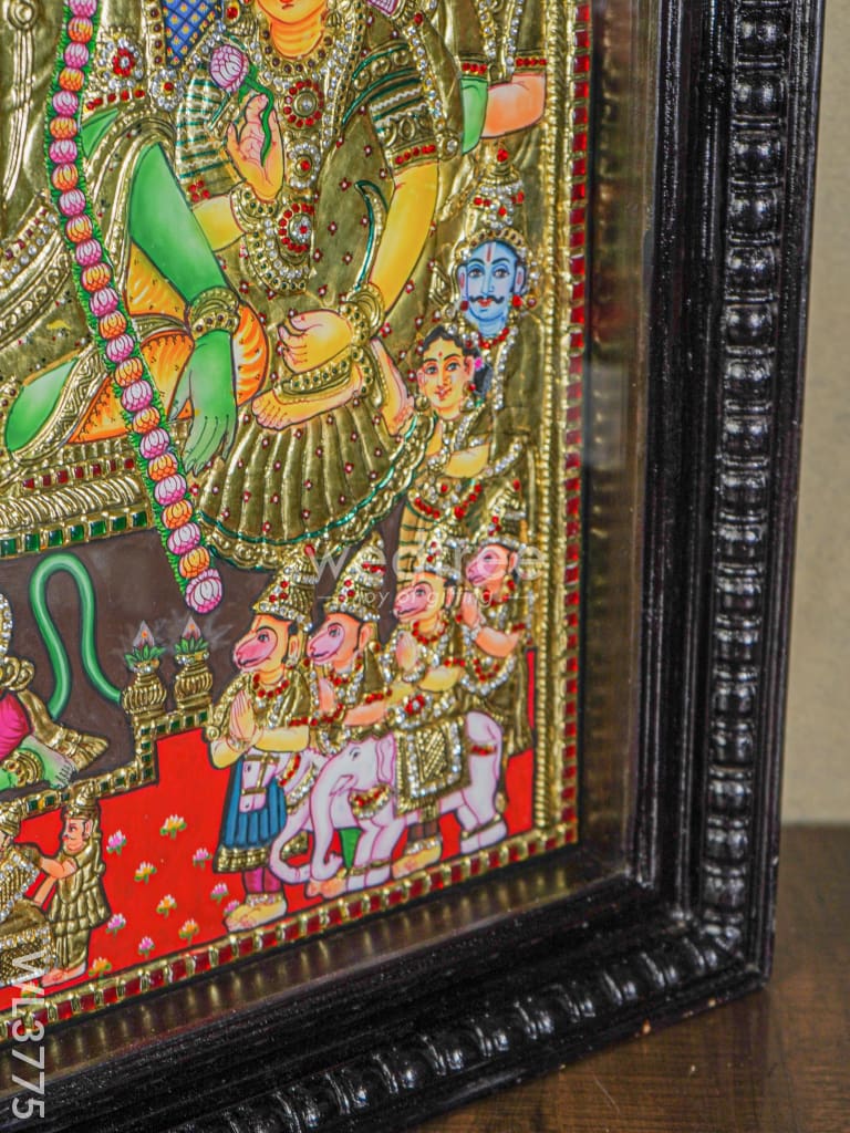 Tanjore Painting Semi Embossed - Ramar Pattabishekam 30X24 Inch Wl3775