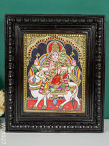 Tanjore Painting - Rishaba Vaghana Flat (Gold Foil) 10 X 8 Inch Wl4527