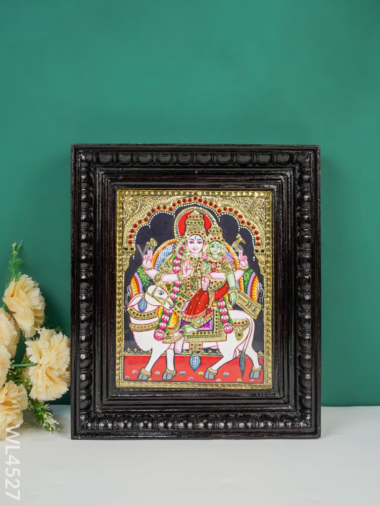 Tanjore Painting - Rishaba Vaghana Flat (Gold Foil) 10 X 8 Inch Wl4527