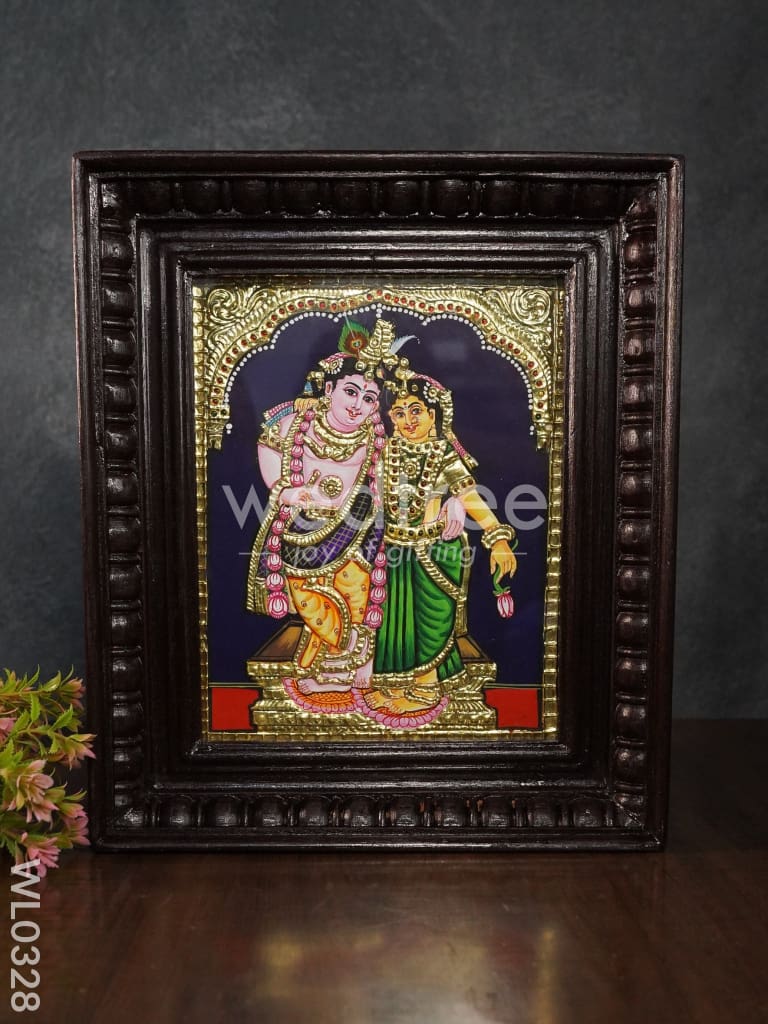 Tanjore Painting Rukmini Krishna - Flat (Gold Foil) 8X6 Inch Wl0328 Painting