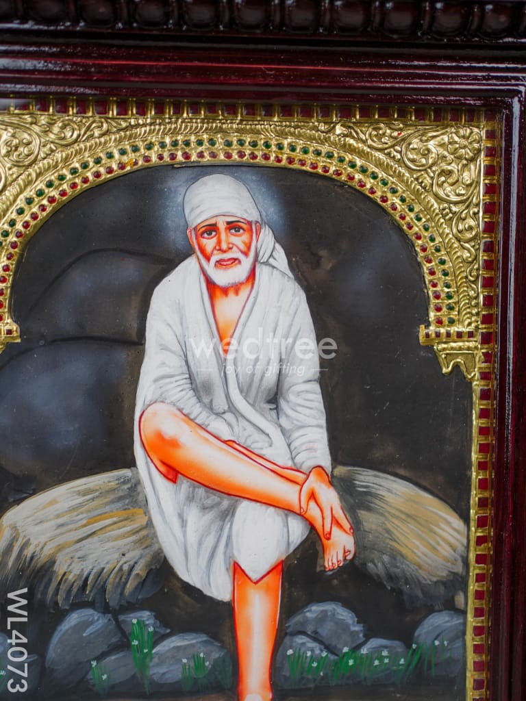 Tanjore Painting - Sai Baba 15 X 12 Inch Flat [Gold Foil] Wl4073