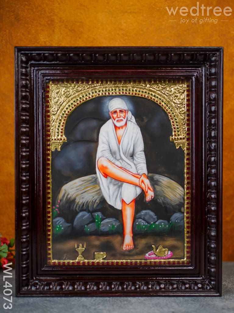 Tanjore Painting - Sai Baba 15 X 12 Inch Flat [Gold Foil] Wl4073