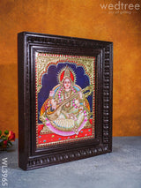 Tanjore Painting - Saraswathi 12 X 10 Inch Flat [Gold Foil] Wl3965