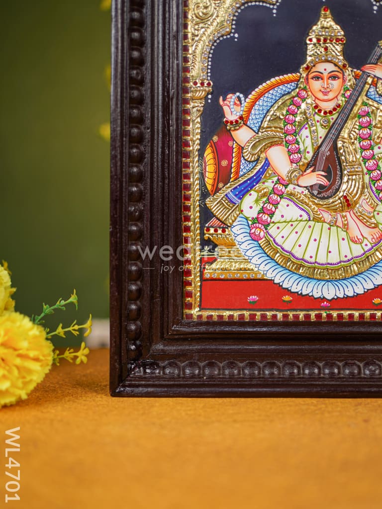 Tanjore Painting - Saraswathi 12 X 10 Inch Semi Embossed Wl4701