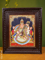 Tanjore Painting - Saraswathi 12 X 10 Inch Semi Embossed Wl4701