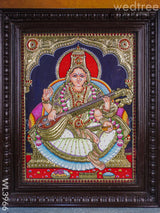 Tanjore Painting - Saraswathi 18 X 14 Inch Semi Embossed Wl3966