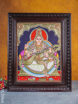 Tanjore Painting - Saraswathi 18 X 14 Inch Semi Embossed Wl3966