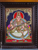 Tanjore Painting - Saraswathi 18 X 14 Inch Semi Embossed Wl3966