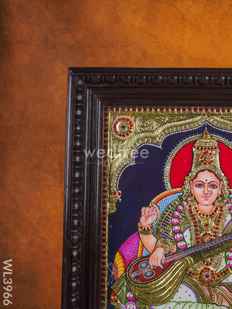 Tanjore Painting - Saraswathi 18 X 14 Inch Semi Embossed Wl3966