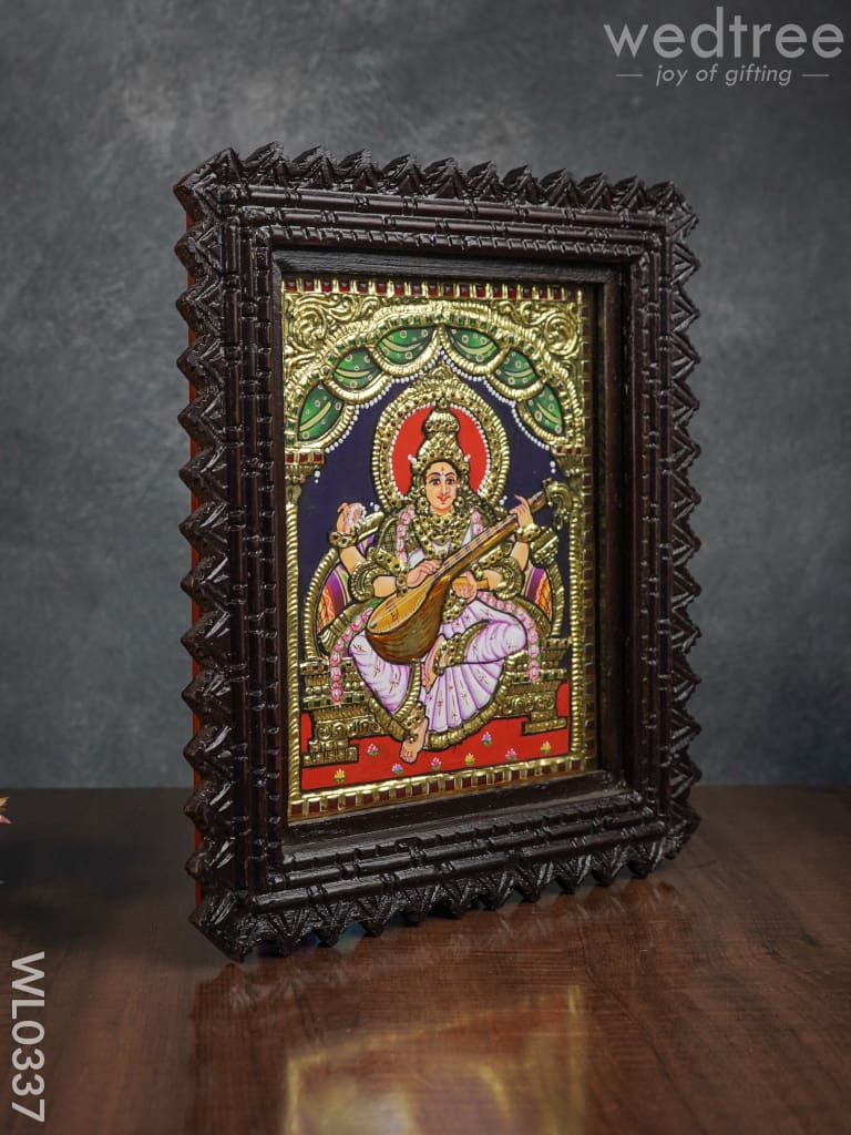 Tanjore Painting Saraswathi (Chettinad Frame):  10X8 Inch - Wl0337 Painting