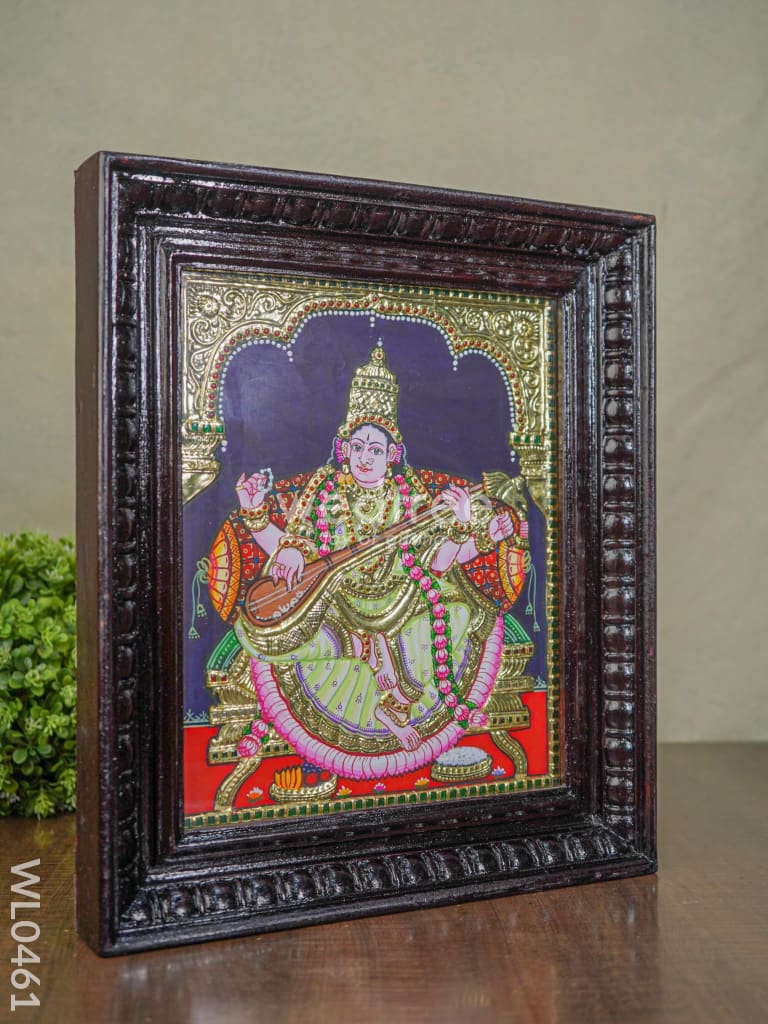 Tanjore Painting Saraswathi - 15X13 Inches Wl0461