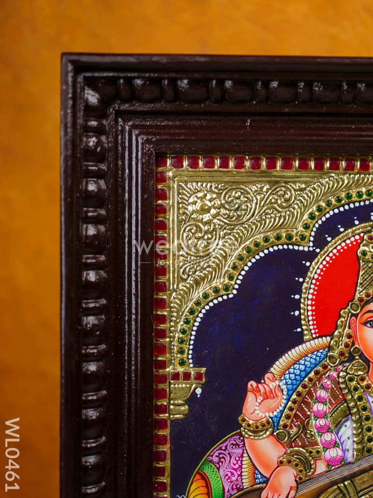 Tanjore Painting Saraswathi - Flat (Gold Foil) 15X12 Inch Wl0461