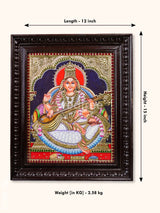 Tanjore Painting Saraswathi - Flat (Gold Foil) 15X12 Inch Wl0461