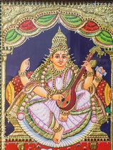 Tanjore Painting Saraswathi - 18X14 Inches Wl2455