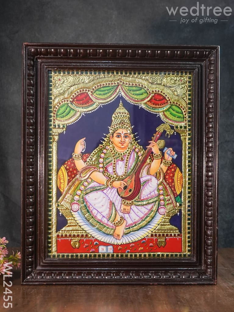 Tanjore Painting Saraswathi - 18X14 Inches Wl2455