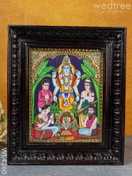 Tanjore Painting - Vishnu 10 X 8 Inch Flat [Gold Foil] Wl4260