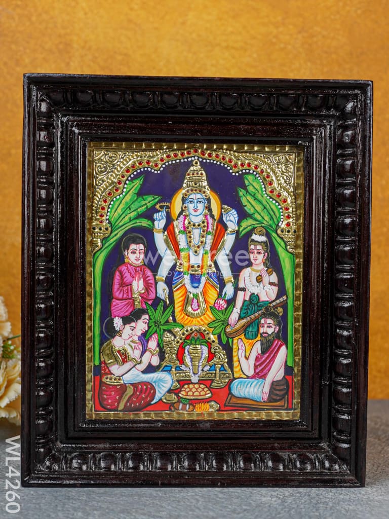 Tanjore Painting - Vishnu 10 X 8 Inch Flat [Gold Foil] Wl4260