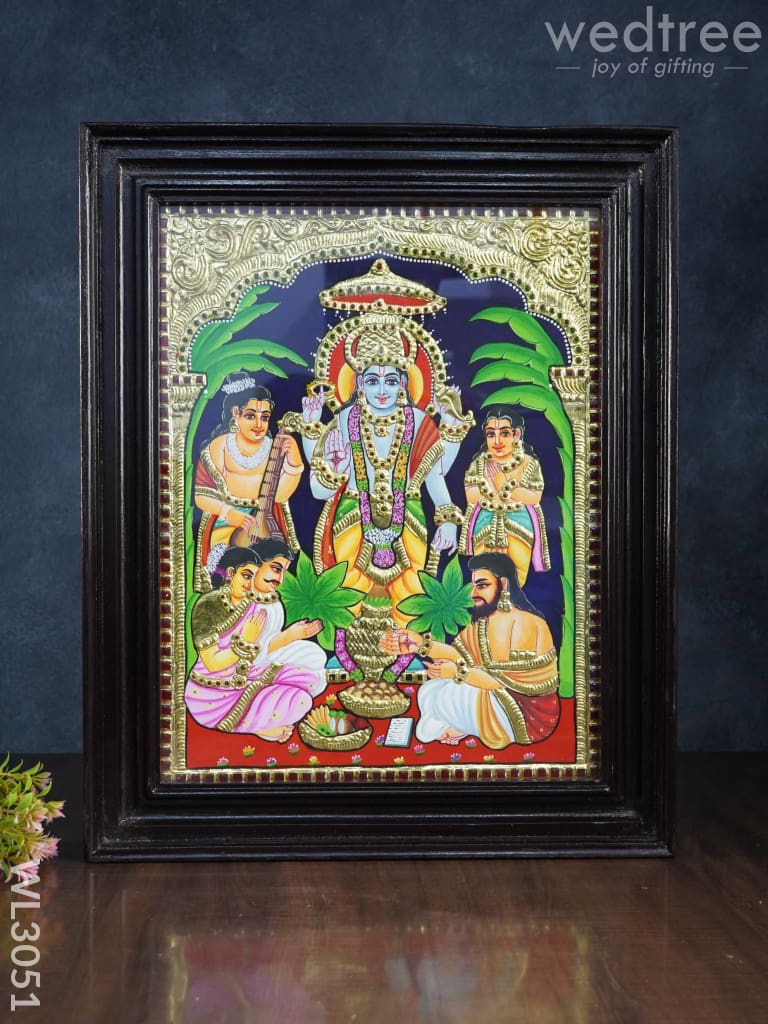 Tanjore Painting Satya Narayana Pooja - 18 X 14 Inch Wl3051