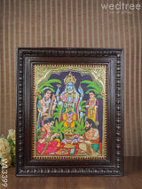 Tanjore Painting Embossed Satya Narayana Pooja - 15 X 12 Inch Wl3399