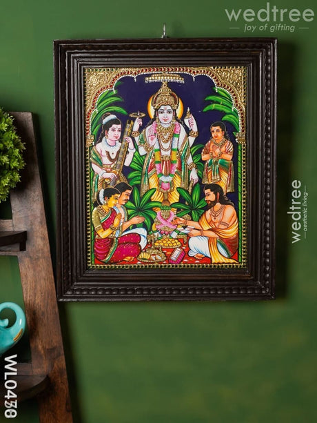 Tanjore Painting Satyanarayana Swamy - 15X12 Inches Wl0458