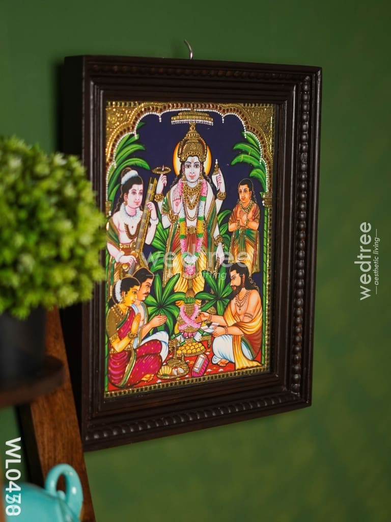 Tanjore Painting Satyanarayana Swamy - 15X12 Inches Wl0458