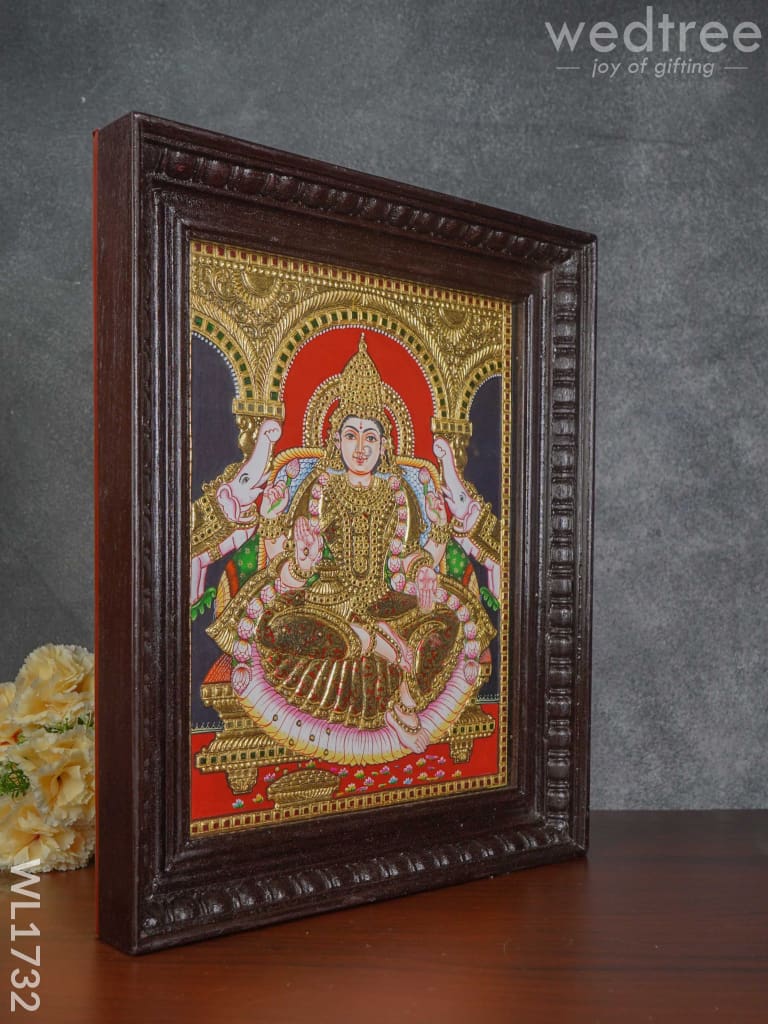 Tanjore Painting Semi Embossed Gajalakshmi 15X12 - Wl1732