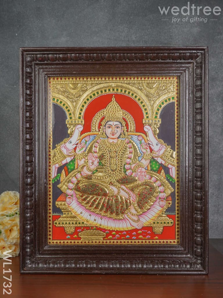 Tanjore Painting Semi Embossed Gajalakshmi 15X12 - Wl1732