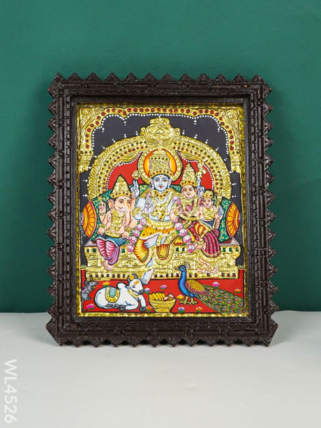 Tanjore Painting - Shiv Parivar Flat (Gold Foil) 10 X 8 Inch Wl4526