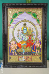 Tanjore Painting - Shivan Family Flat (Gold Foil) 3 X 2 Ft Wl4593