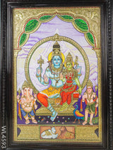 Tanjore Painting - Shivan Family Flat (Gold Foil) 3 X 2 Ft Wl4593